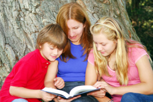 Family reading the Bible